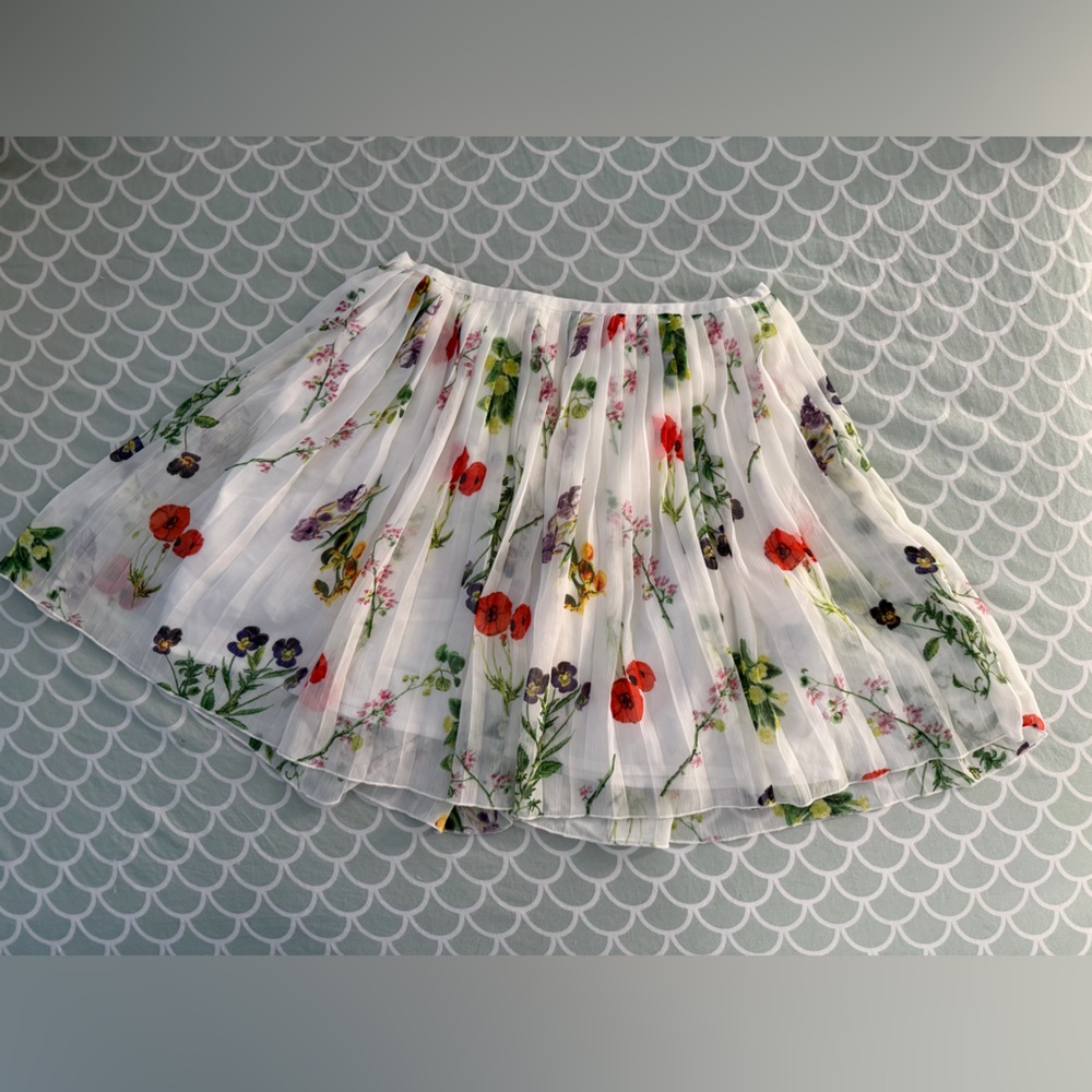 ❤️🌸genuine vintage Y2K cottagecore pleated floral flowy micro mini skirt 🤍🤍